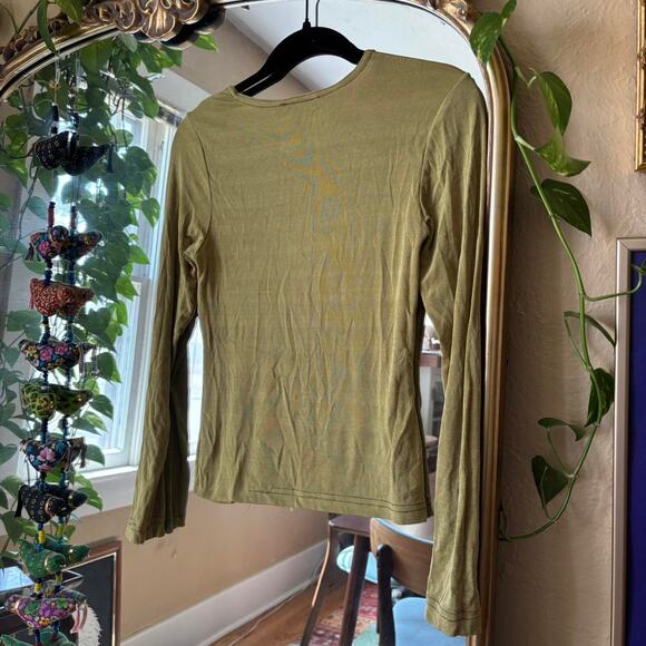 Vintage Betty Blue Olive Green Long Sleeve Shirt Small 90s - Picture 6 of 6
